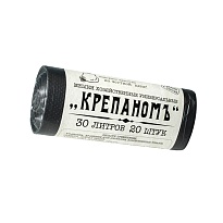 Мешки для мусора 30 л, черные, в рулоне 20 шт., ПНД, 7 мкм, 560х440 мм, Крепаномъ, 4607075710580 в Череповце