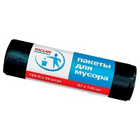 Мешки для мусора 160 л, черные, в рулоне 20 шт., ПВД, 30 мкм, 1200х870 мм, PACLAN Professional, 604082 в Череповце