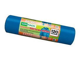 Мешки для мусора 120 л, синие, в рулоне 10 шт., ПНД, 14 мкм, 1100х700 мм, EXTRA, ex1201802 в Череповце