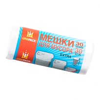 Мешки для мусора 30 л, белые, в рулоне 30 шт., ПНД, 5 мкм, 560х480 мм, Эконом, МЭ2585 (МНЭ 30-30б) в Череповце