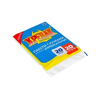 Мешки для мусора 20 л, с ручками, черные, в пачке 20 шт., ПНД, 10 мкм, 550х440 мм, Крепак, 4607075710085 в Череповце