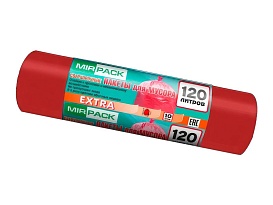 Мешки для мусора 120 л, красные, в рулоне 10 шт., ПНД, 14 мкм, 1100х700 мм, EXTRA, ex1201805 в Череповце