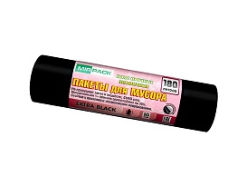 Мешки для мусора 180 л, ароматизированные, черные, в рулоне 10 шт., ПВД, 50 мкм, 1100х930 мм, EXTRA black, 18008301 в Череповце