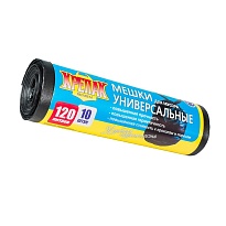 Мешки для мусора 120 л, черные, в рулоне 10 шт., ПНД, 15 мкм, 1100х700 мм, Крепак, 4607075710214 в Череповце