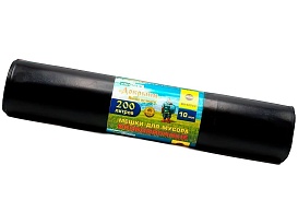 Мешки для мусора 200 л, ароматизированные, черные, в рулоне 10 шт., ПВД, 100 мкм, 1200х800 мм, Добрыня, Dob20010black в Череповце