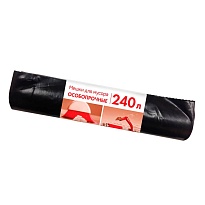 Мешки для мусора 240 л, черные, в рулоне 10 шт., ПВД 100 мкм, 1350х900 мм, Концепция Быта, 603887 в Череповце