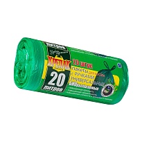Мешки для мусора 20 л, биоразлагаемые, с ручками, черные, в рулоне 30 шт., ПНД, 10 мкм, 550х440 мм, Крепак, 4607075710047 в Череповце