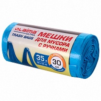 Мешки для мусора 35 л, с ручками, синие, в рулоне 30 шт., ПНД, 9 мкм, 540х500 мм, LAIMA ULTRA, 607683 в Череповце