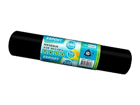 Мешки для мусора 240 л, черные, в рулоне 10 шт., ПВД 80 мкм, 1300х930 мм, EXPORT, exp 24010167 в Череповце