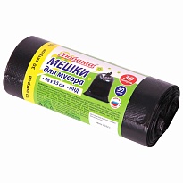 Мешки для мусора 30 л, черные, в рулоне 30 шт., ПНД, 7 мкм, 550х480 мм, Любаша, 608089 в Череповце
