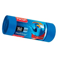 Мешки для мусора 160 л, с ушками, синие, в рулоне 10 шт., ПВД, 30 мкм, 1250х900 мм, PACLAN Multitop, 604064 в Череповце