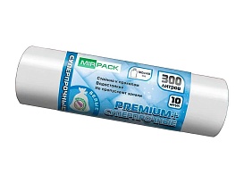 Мешки для мусора 300 л, белые, в рулоне 10 шт., ПВД 70 мкм, 1400х1000 мм, PREMIUM+, 300101602 в Череповце