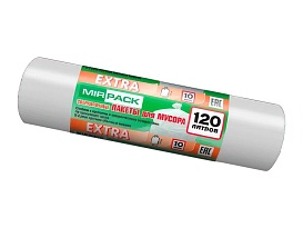 Мешки для мусора 120 л, белые, в рулоне 10 шт., ПНД, 14 мкм, 1100х700 мм, EXTRA, ex1201803 в Череповце