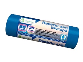Мешки для мусора 30 л, синие, в рулоне 20 шт., ПНД, 7 мкм, 600х500 мм, MIRPACK Classik, 302041 в Череповце