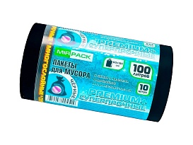 Мешки для мусора 100 л, черные, в рулоне 10 шт., ПВД, 70 мкм, 1000х600 мм, PREMIUM+, 1001076 в Череповце