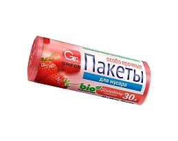 Мешки для мусора 30 л, ароматизированные, Клубника, красные, в рулоне 20 шт., ПНД, 9 мкм, 560х530 мм, GRIFON Aroma, 101-020 K в Череповце
