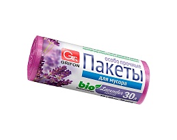 Мешки для мусора 30 л, ароматизированные, Лаванда, сиреневые, в рулоне 20 шт., ПНД, 9 мкм, 560х530 мм, GRIFON Aroma, 101-020 La в Череповце
