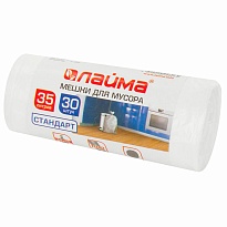 Мешки для мусора 35 л, белые, в рулоне 30 шт., ПНД, 6 мкм, 550х480 мм, LAIMA, 605538 в Череповце