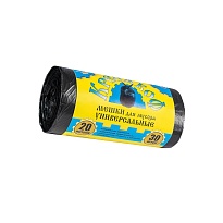 Мешки для мусора 20 л, с ушками, черные, в рулоне 30 шт., ПНД, 10 мкм, 550х440 мм, Крепакоф, 4607075710221 в Череповце
