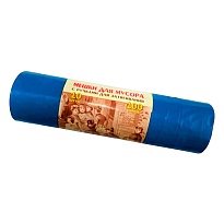 Мешки для мусора 100 л, с завязками, синие, в рулоне 10 шт., ПВД, 40 мкм, 840х670 мм, Концепция Быта Vitalux, 604933 в Череповце